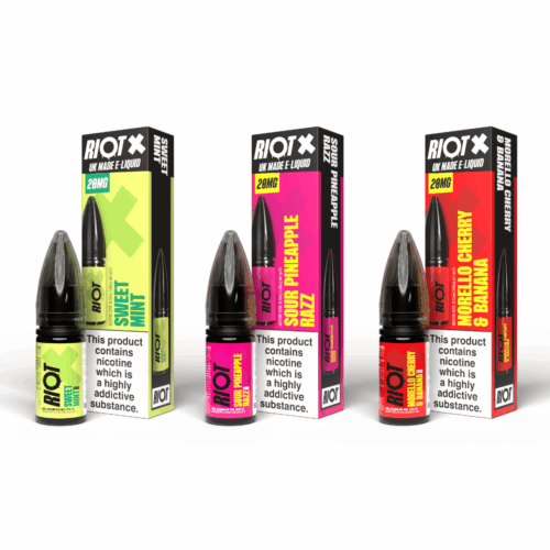 Riot X vape juice bottle with 20mg nicotine